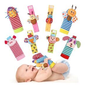 Brand New BLOOBLOOMAX Soft Baby Wrist Rattles Foot Finder Sock Baby Toddler Toys